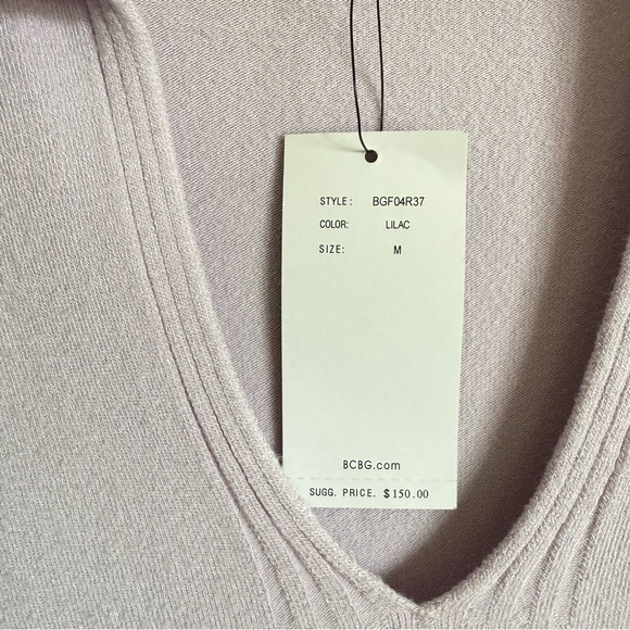 BCBG Max Azria Women’s Y2K Fitted Knit Lilac Collared Top Shirt Blouse M - Picture 3 of 7